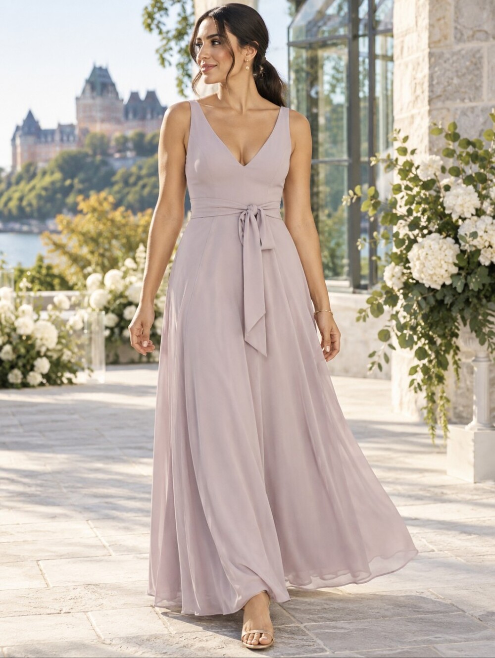 Show Me Your Mumu Jenn Maxi Dress Mauve Chiffon Bridesmaid Wedding